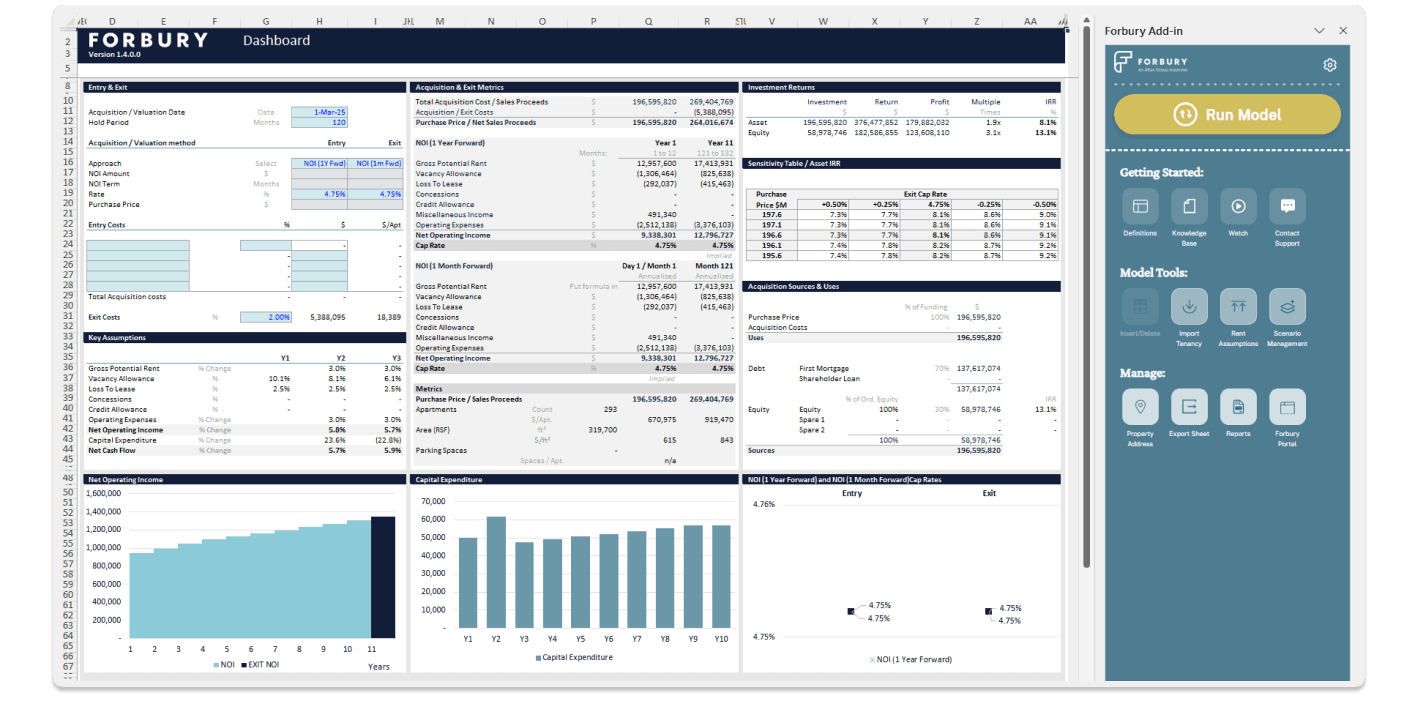 Forbury AMER Software Screen